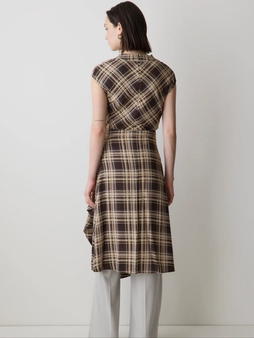 Extended Sleeve Cowl Neck Midi Dress with Wrap Detail Sz 4 - Picture 3 of 8